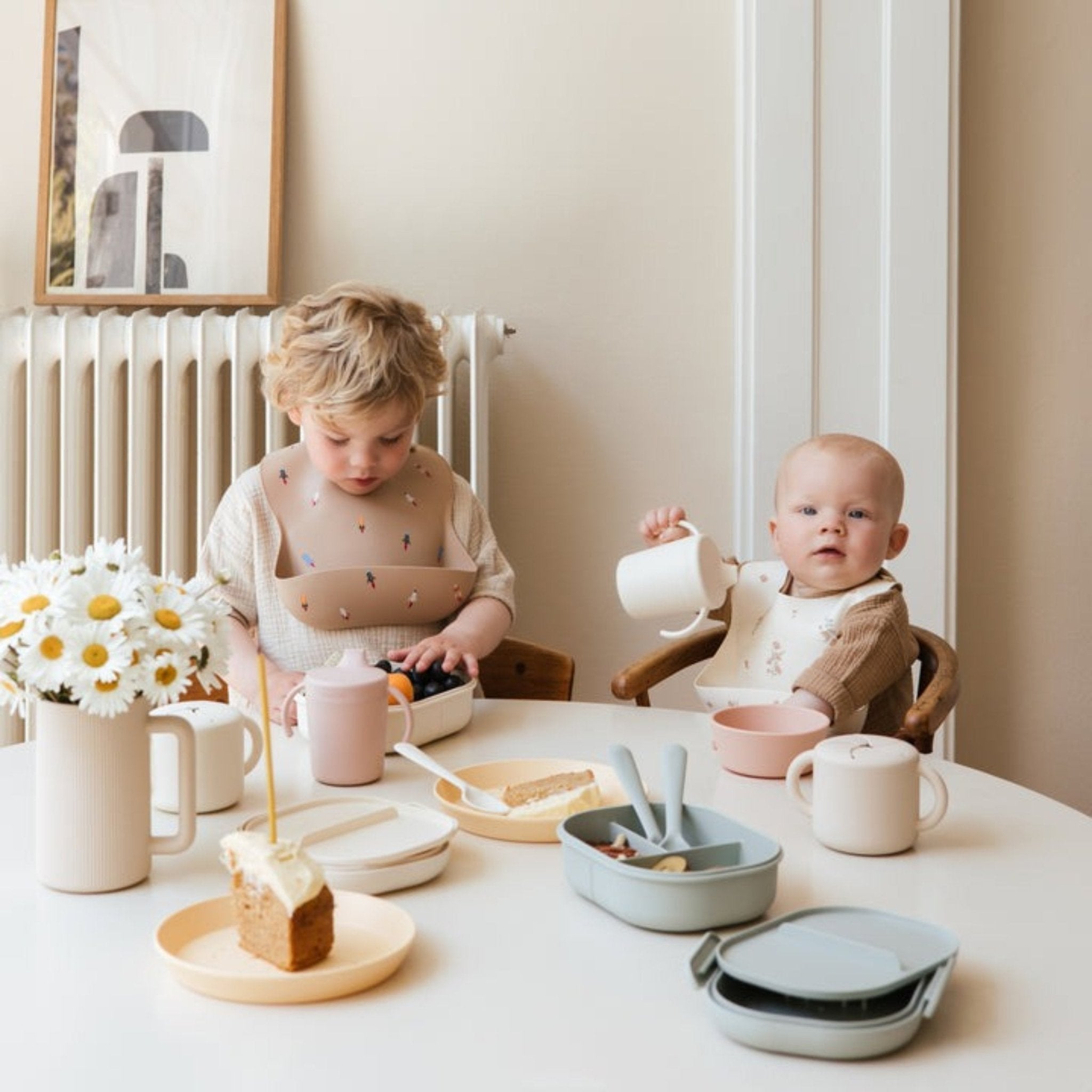 Mushie - Baby Tableware - Fork & Spoon - Powder Blue - Tummy Time