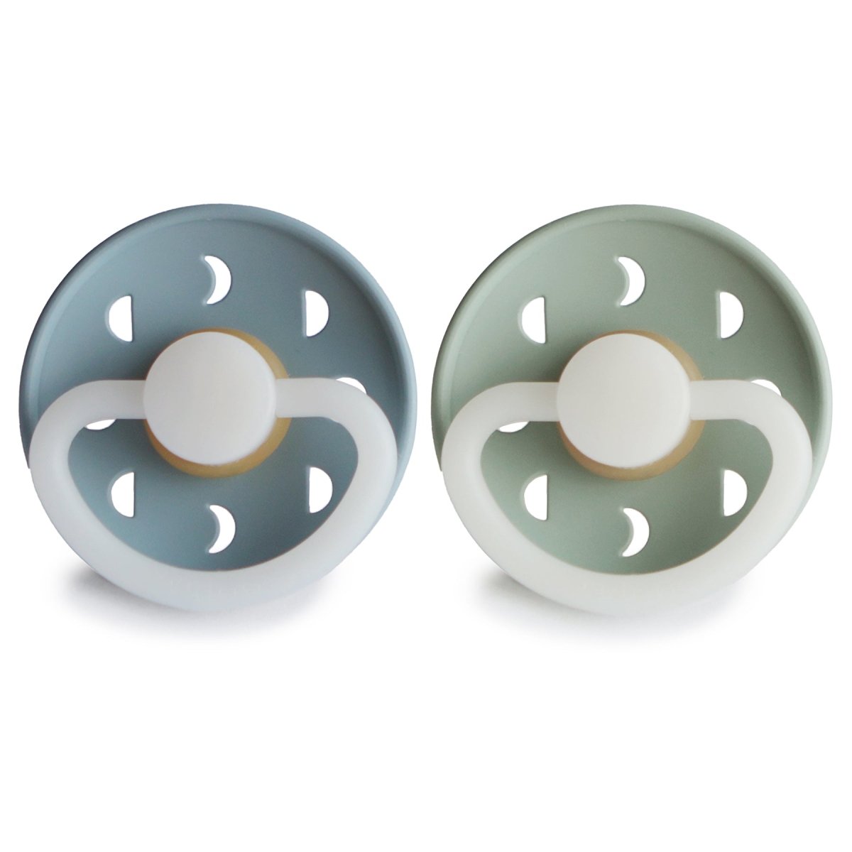 Frigg - Dummies, Pacifiers & Pacifiers Clips - 2 - Pack Moon Phase Night Latex - Stone Blue/Sage - Tummy Time
