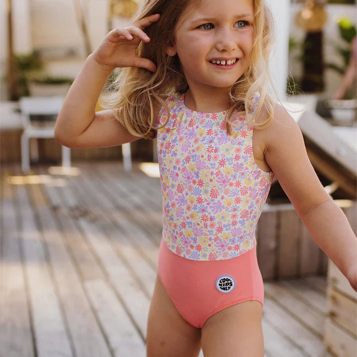 Hello Hossy - Baby Swimwear - Retro Flowers Swimsuit - Tummy Time