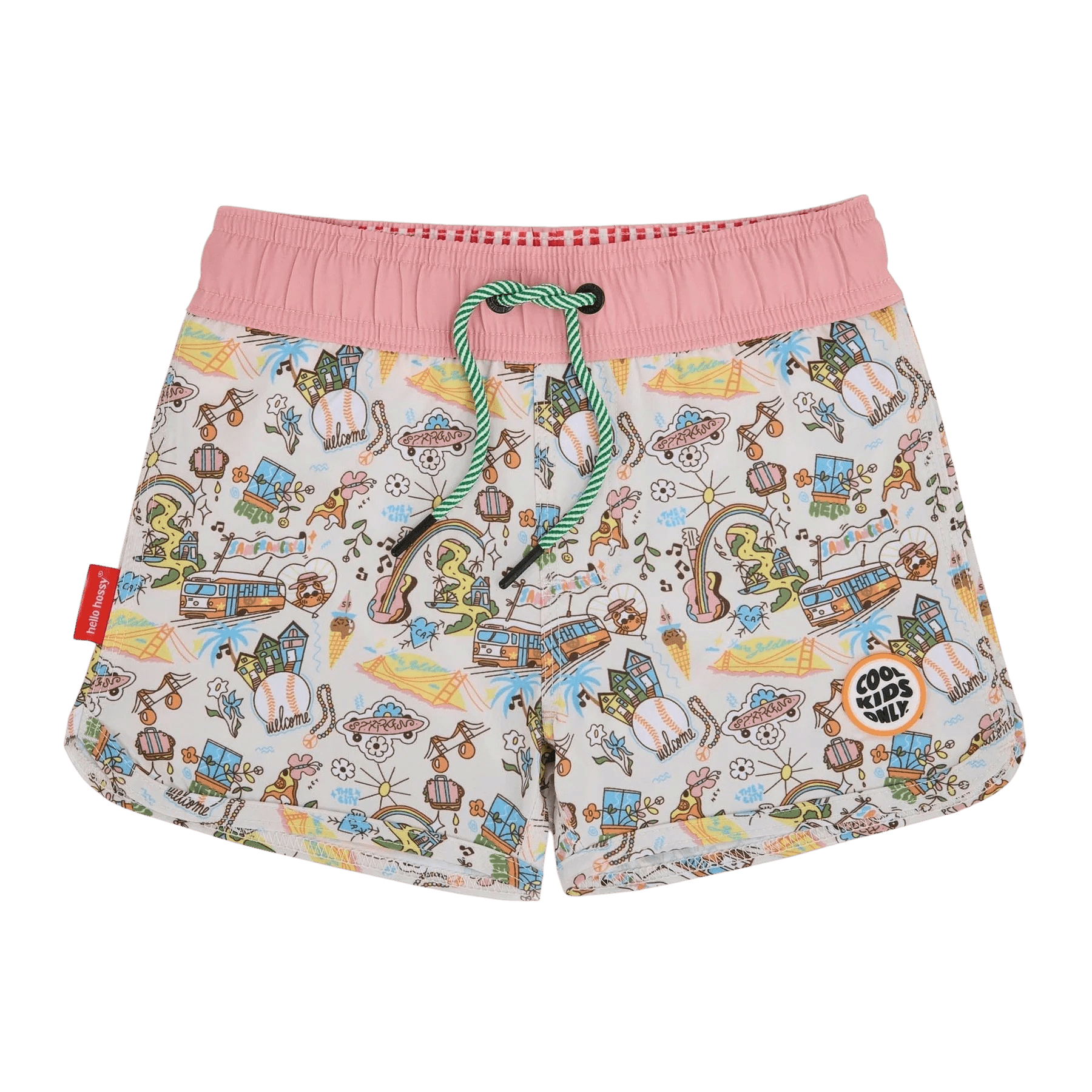 Hello Hossy - Baby Swimwear - San Francisco Swim Shorts - Rose - Tummy Time