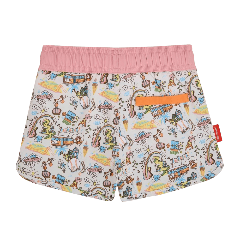 Hello Hossy - Baby Swimwear - San Francisco Swim Shorts - Rose - Tummy Time