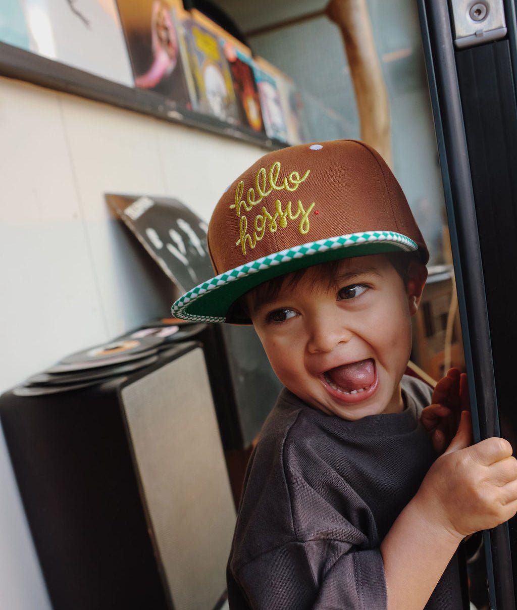Hello Hossy - Hats, Caps & Beanies - Chessy Green Cap - Green / Brown - Tummy Time