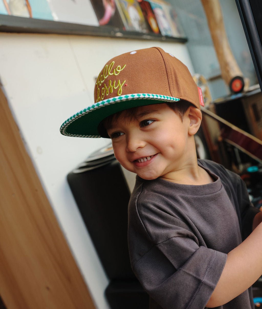 Hello Hossy - Hats, Caps & Beanies - Chessy Green Cap - Green / Brown - Tummy Time