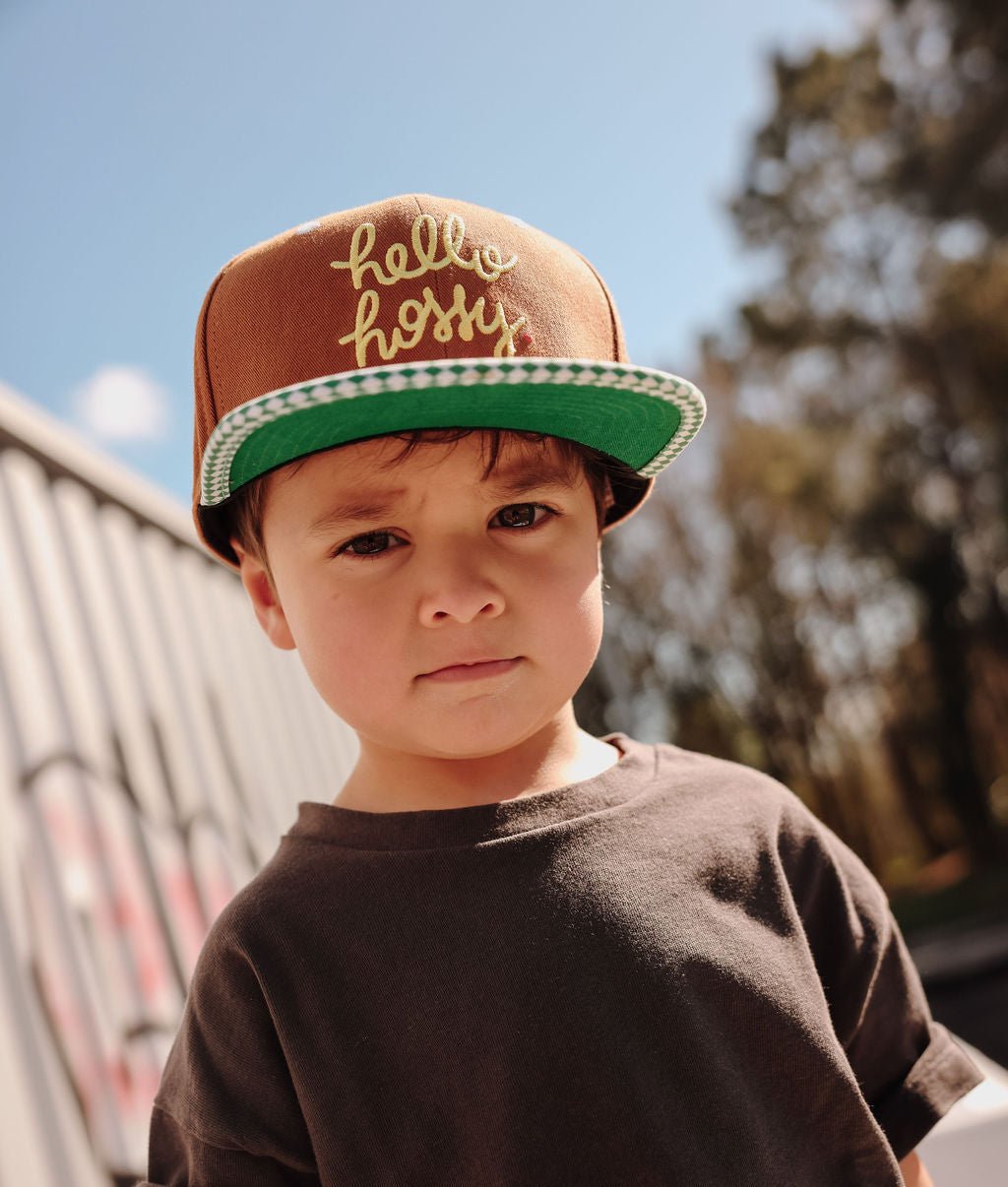 Hello Hossy - Hats, Caps & Beanies - Chessy Green Cap - Green / Brown - Tummy Time