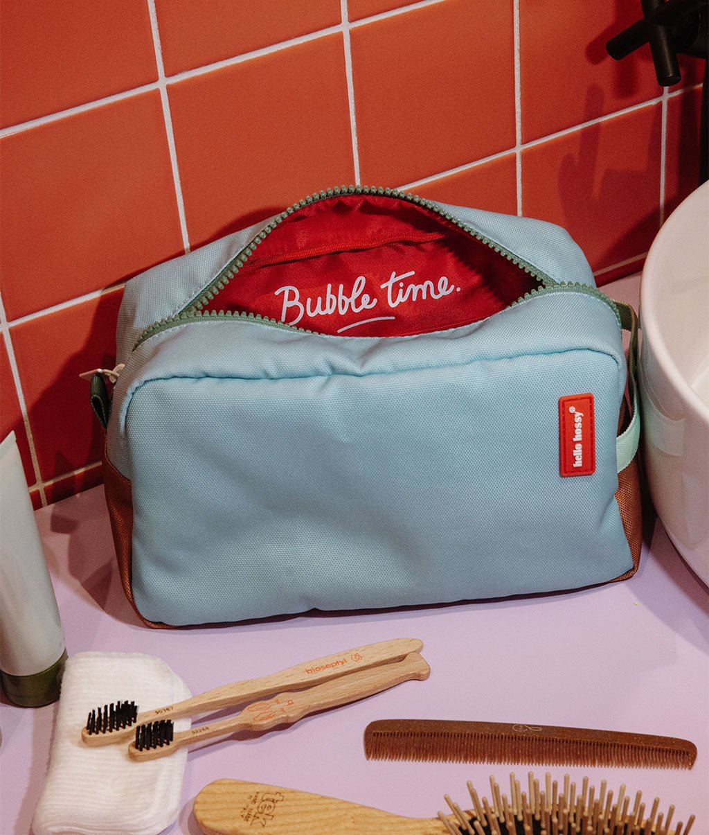 Hello Hossy - Toiletry Bags & Health Book - Mini Yosemite Toiletry Bag - Brown / Blue / Green - Tummy Time