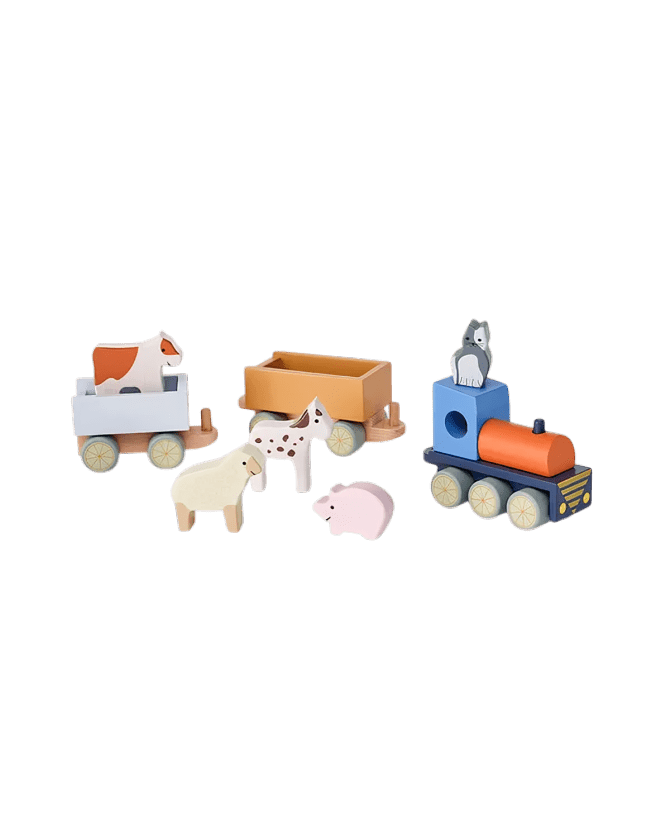 Kids Concept - Role Play Toys - Farm Animal Train - Tummy Time