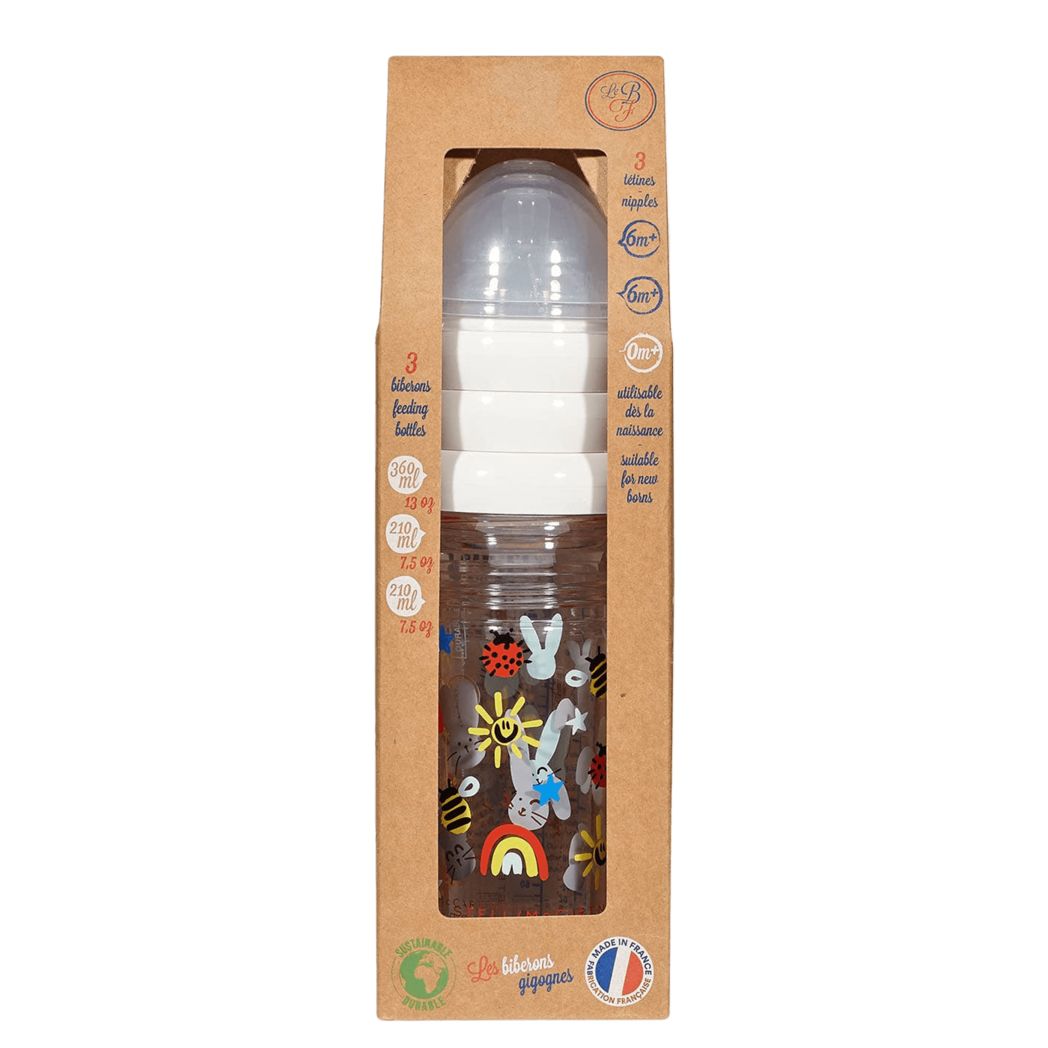 Le Biberon Français - Baby Bottles & Accessories - 3 - Pack Bottles - Bees by Stella McCartney - Tummy Time