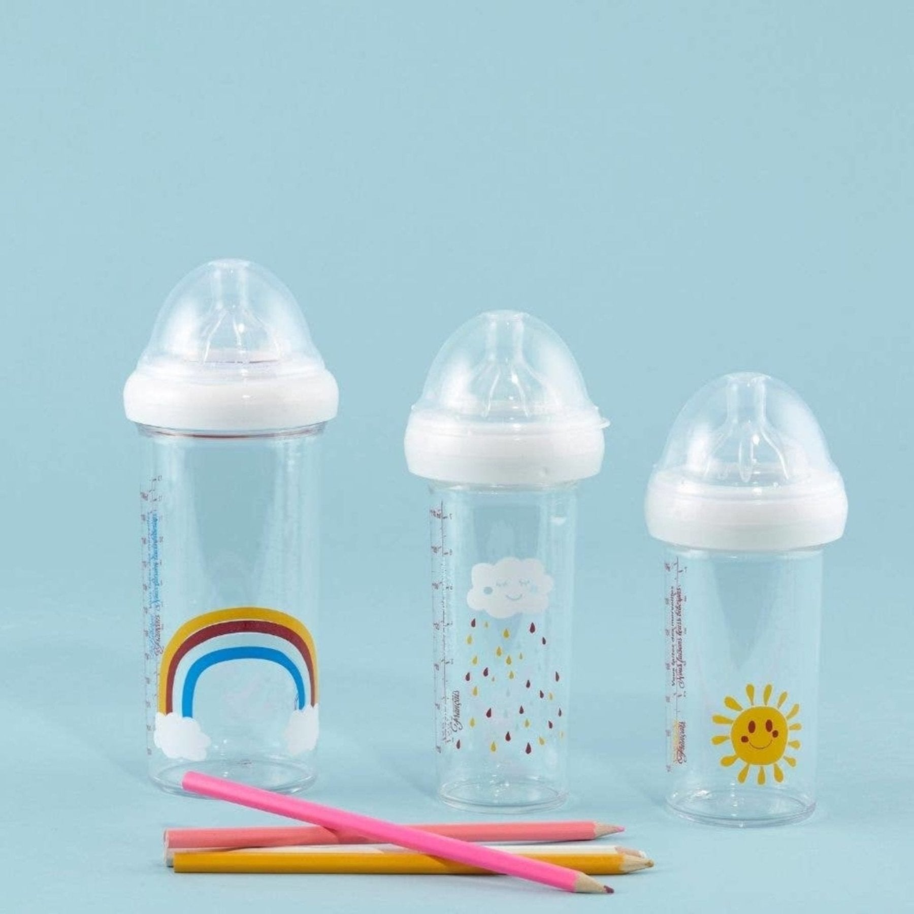 Le Biberon Français - Baby Bottles & Accessories - 3 - Pack Bottles - Rainbow - Tummy Time