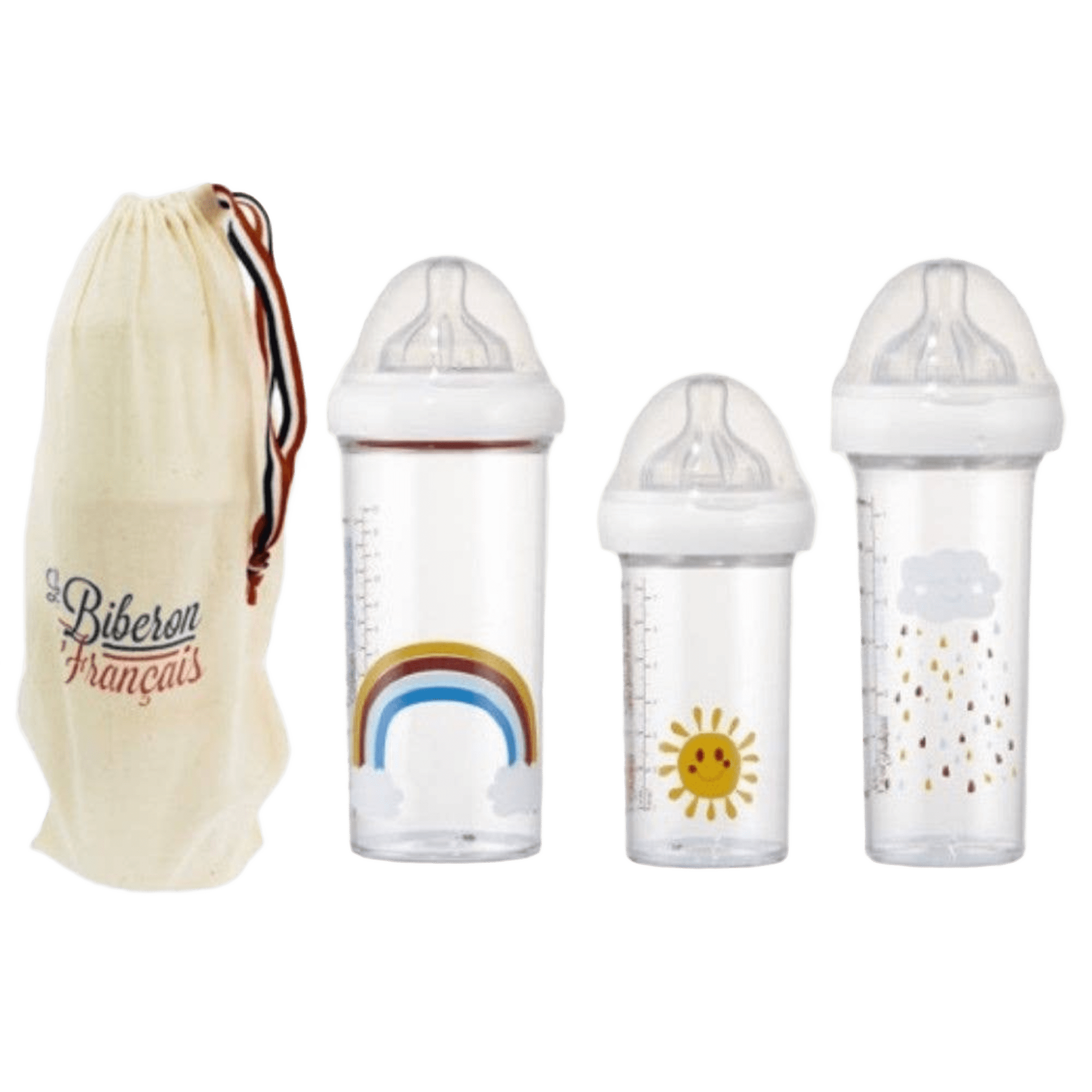 Le Biberon Français - Baby Bottles & Accessories - 3 - Pack Bottles - Rainbow - Tummy Time