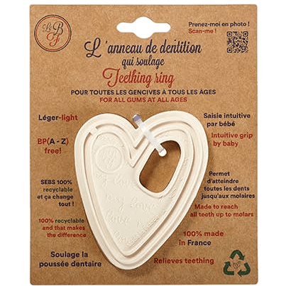 Le Biberon Français - Baby Teethers - Sebs Heart Teething Ring - Off-White/Cream - Tummy Time