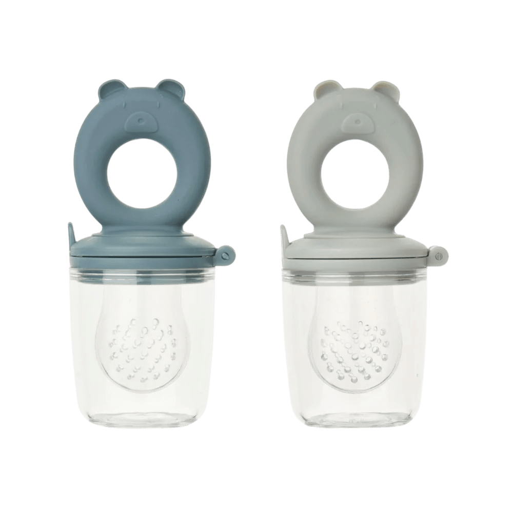 Liewood - Baby Tableware - 2 - Pack Miranda Bear Shape Food Feeder - Whale blue / Dove blue - Tummy Time
