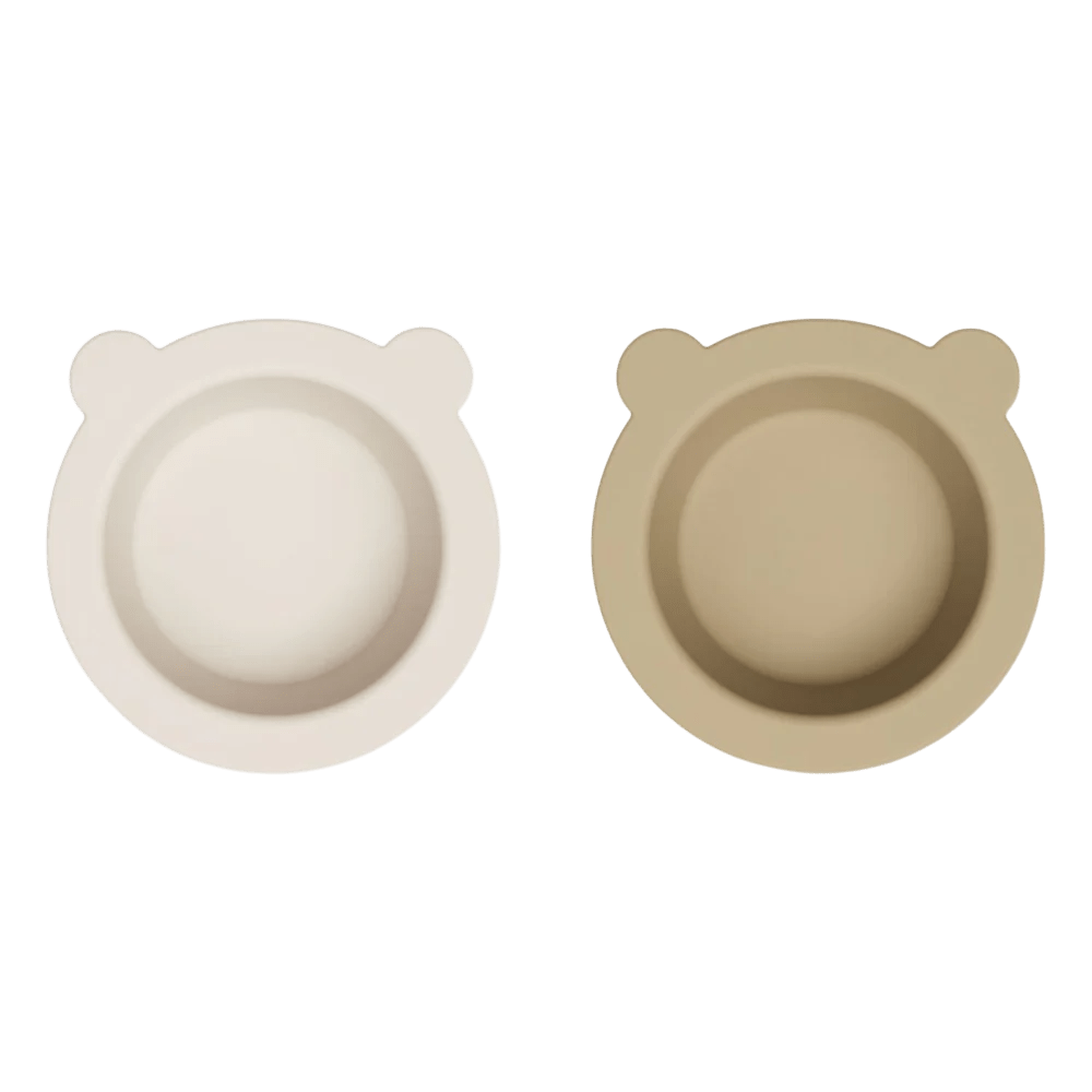 Liewood - Baby Tableware - 2 - Pack Peony Suction Bowl - Sandy / Oat - Tummy Time