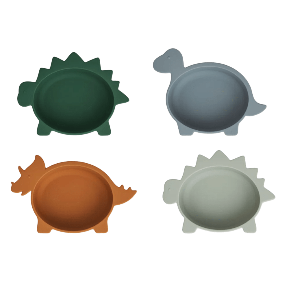 Liewood - Baby Tableware - 4 - Pack Iggy Silicone Bowls - Dino Blue Multi Mix - Tummy Time