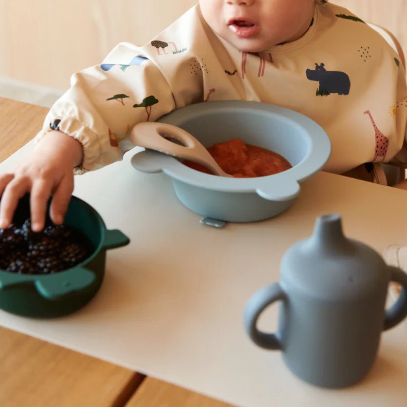 Liewood - Baby Tableware - 4 - Pack Iggy Silicone Bowls - Dino Blue Multi Mix - Tummy Time