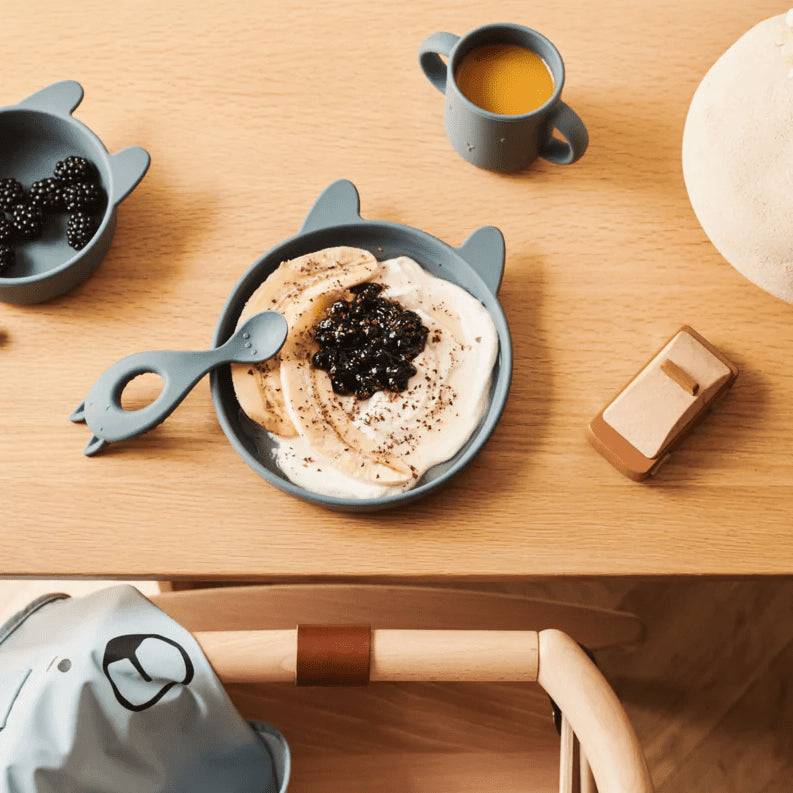 Liewood - Baby Tableware - 4 - Pack Vivi Silicone Tableware - Rabbit Whale Blue - Tummy Time