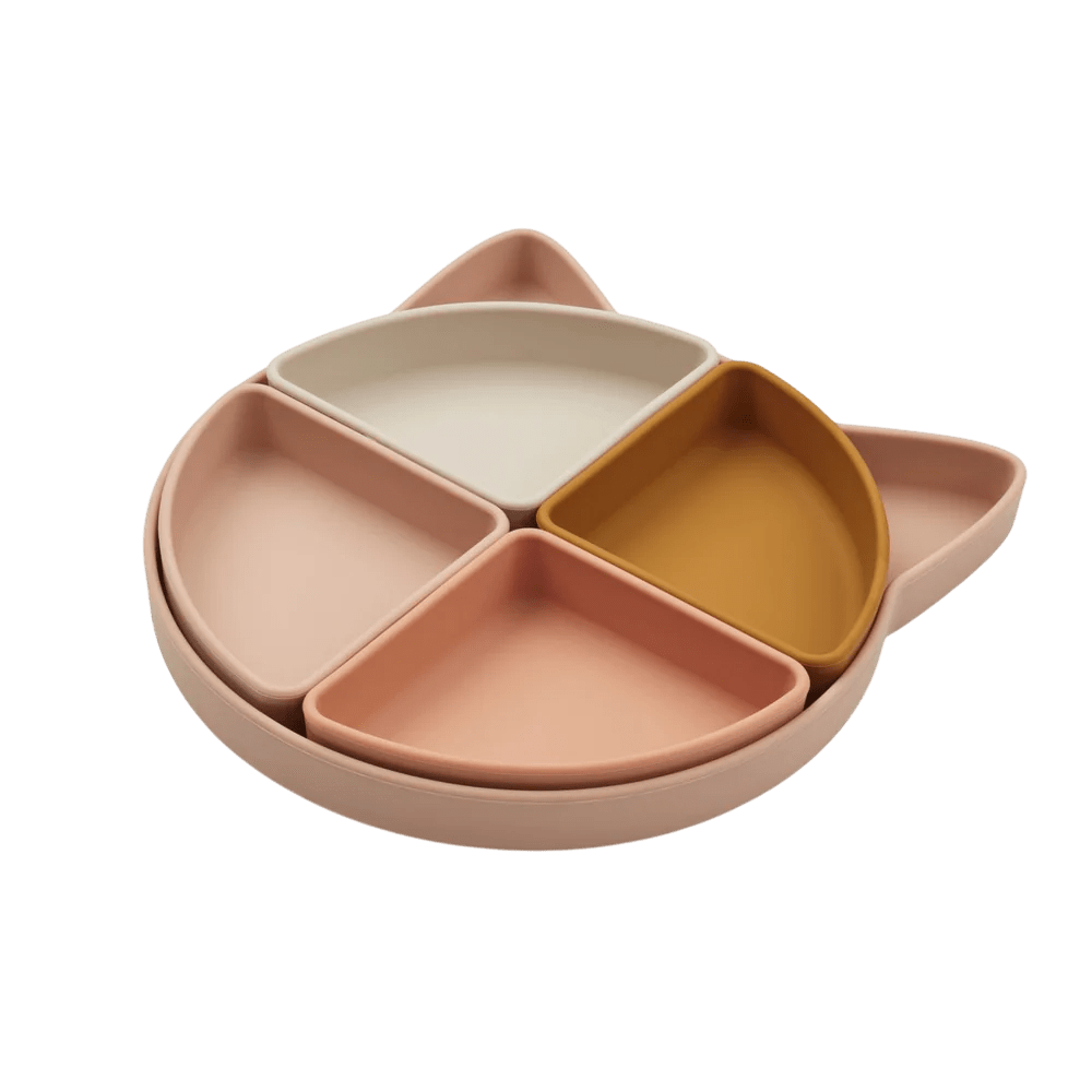 Liewood - Baby Tableware - Arne Divider Plate - Cat Rose Multi Mix - Tummy Time
