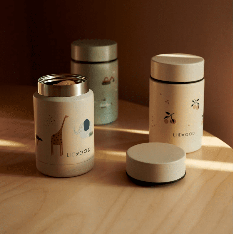 Liewood - Baby Tableware - Nadja Food Jar - Safari Sandy Mix - Tummy Time