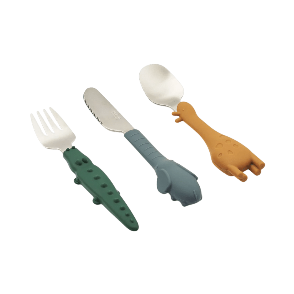 Liewood - Baby Tableware - Tove Cutlery Set - Golden Caramel Mix - Tummy Time