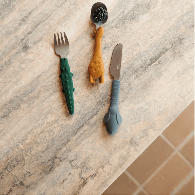 Liewood - Baby Tableware - Tove Cutlery Set - Golden Caramel Mix - Tummy Time