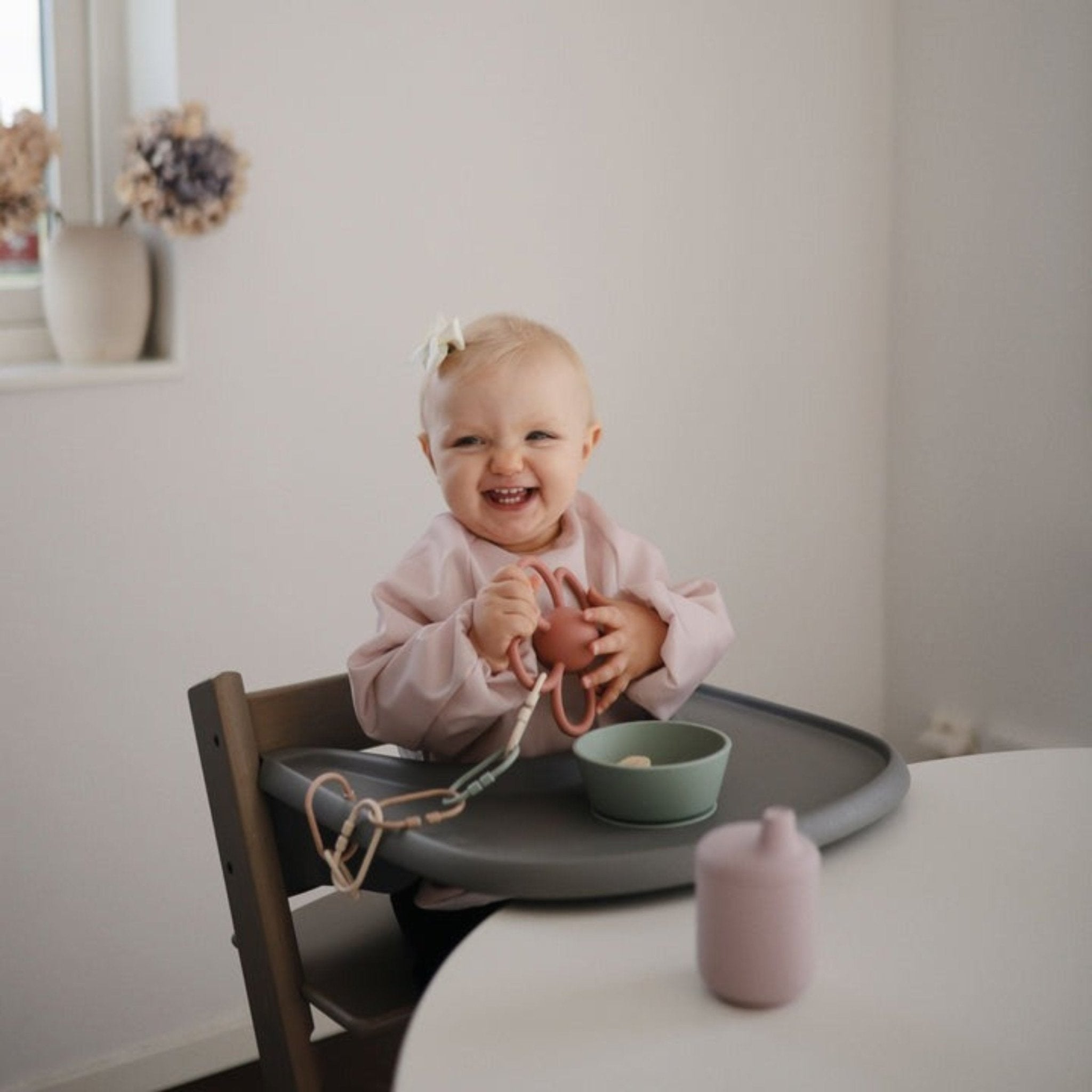 Mushie - Bibs - Long Sleeve Bib - Blush - Tummy Time