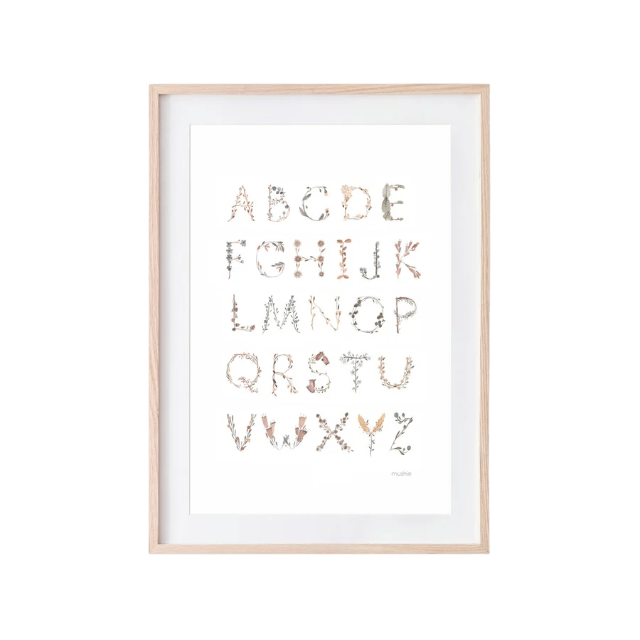Mushie - Baby & Kids Decoration - Alphabet Floral Poster - Medium - Tummy Time