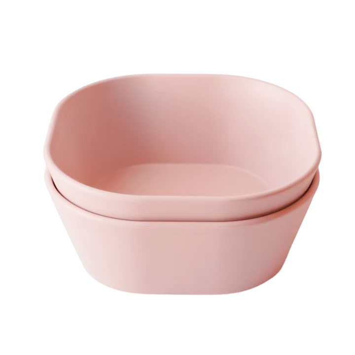 Mushie - Baby Tableware - 2 - Pack Dinner Bowl Square - Blush - Tummy Time