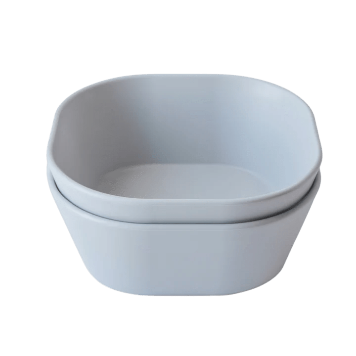 Mushie - Baby Tableware - 2 - Pack Dinner Bowl Square - Cloud - Tummy Time