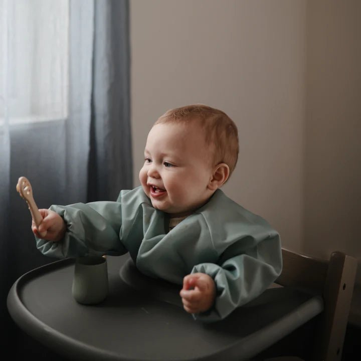 Mushie - Baby Tableware - 2 - Pack First Feeding Baby Spoons - Tradewinds/Shifting Sands - Tummy Time