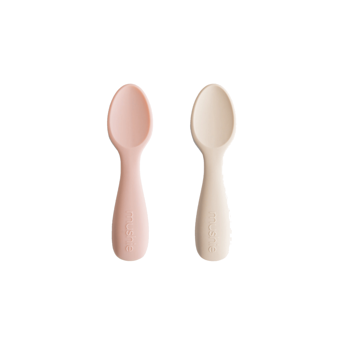 Mushie 2er-Pack Silikon Toddler Starter Löffel Blush/Shifting Sands