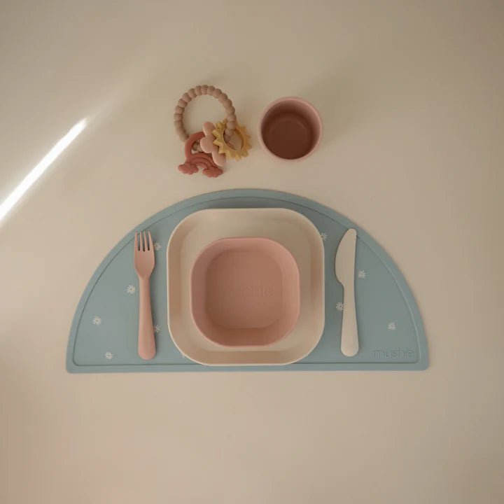 Mushie - Baby Tableware - Dinnerware Cutlery Set - Blush - Tummy Time