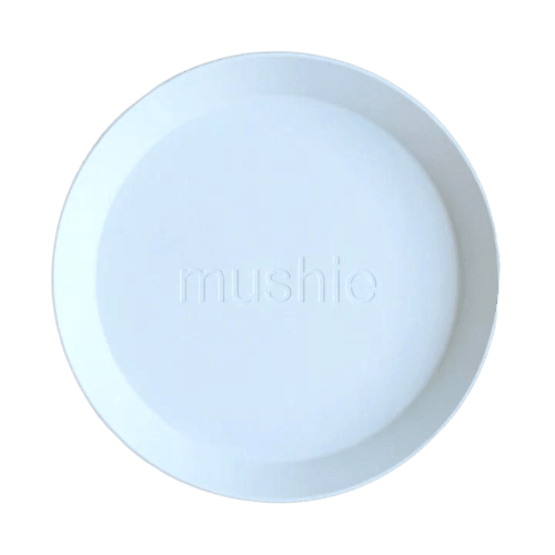 Mushie - Baby Tableware - Round Dinnerware Plates - Powder Blue - Tummy Time