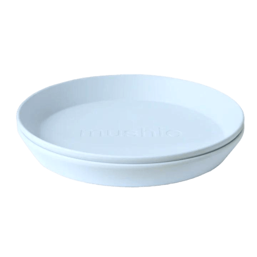Mushie - Baby Tableware - Round Dinnerware Plates - Powder Blue - Tummy Time