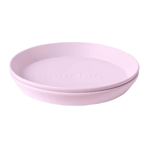 Mushie - Baby Tableware - Round Dinnerware Plates - Soft Lilac - Tummy Time