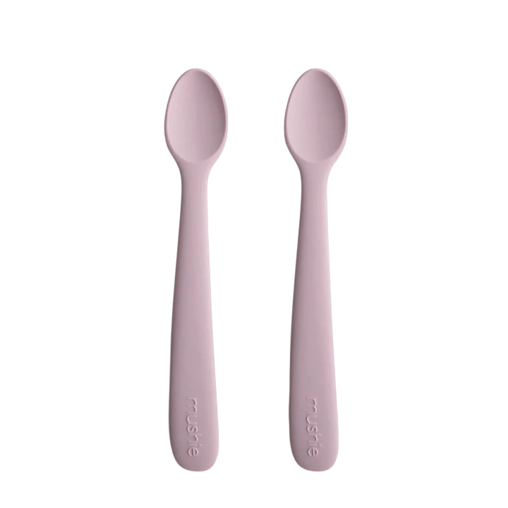 Mushie - Baby Tableware - Silicone Feeding Spoons - Soft Lilac - Tummy Time