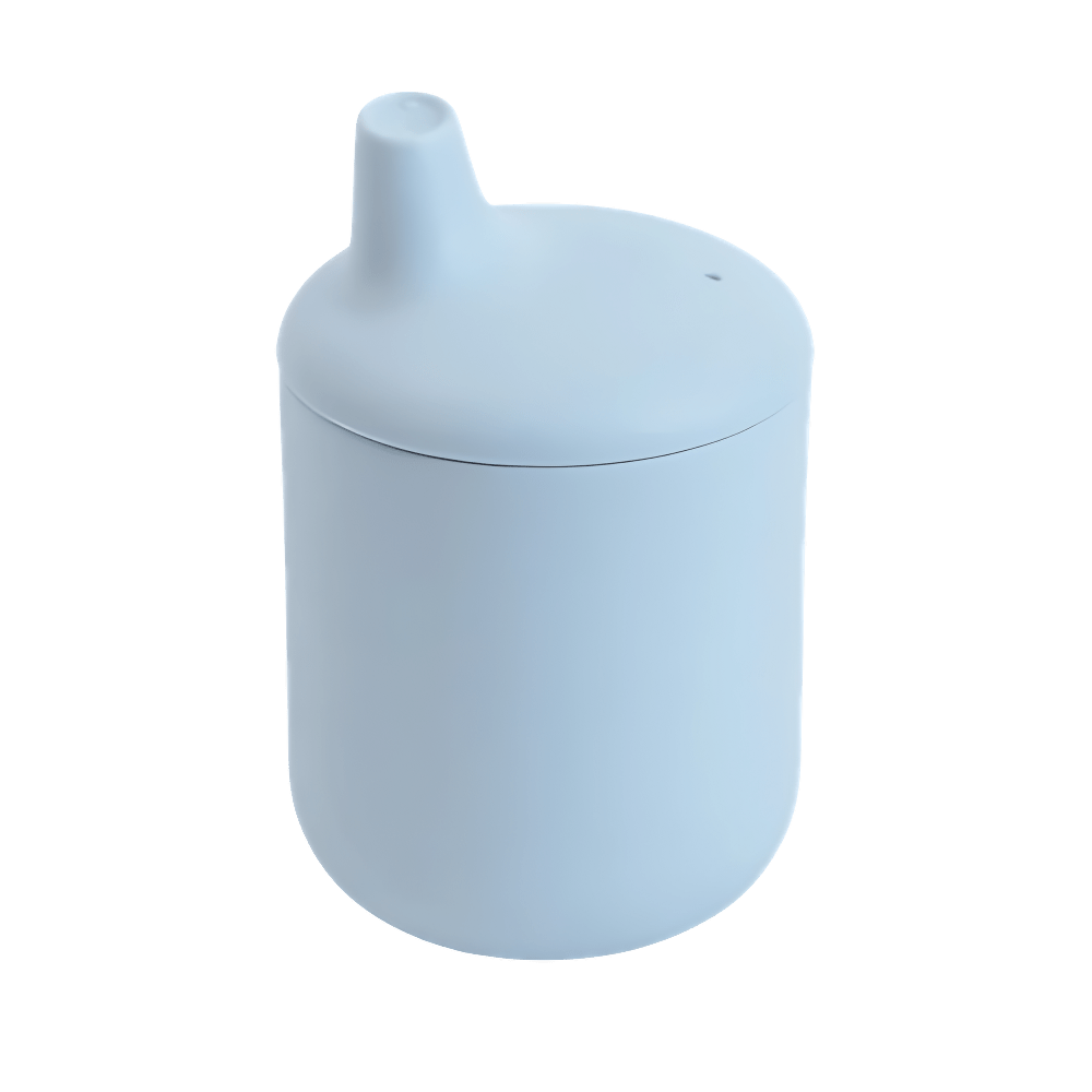 Mushie - Baby Tableware - Silicone Sippy Cup - Powder Blue - Tummy Time