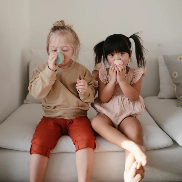 Mushie - Baby Tableware - Silicone Starter Cup - Shifting Sand - Tummy Time