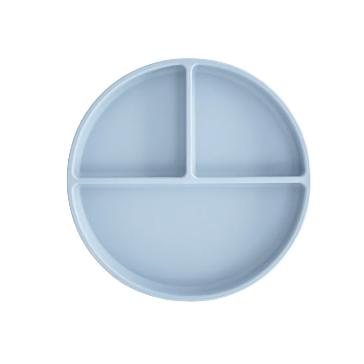 Mushie - Baby Tableware - Silicone Suction Plate - Powder Blue - Tummy Time