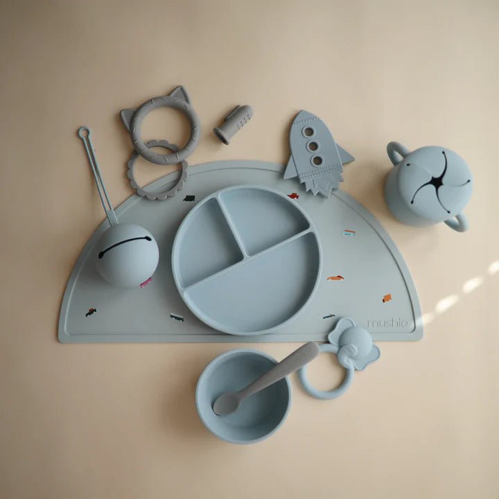 Mushie - Baby Tableware - Snack Cup - Powder Blue - Tummy Time