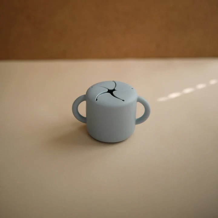 Mushie - Baby Tableware - Snack Cup - Powder Blue - Tummy Time