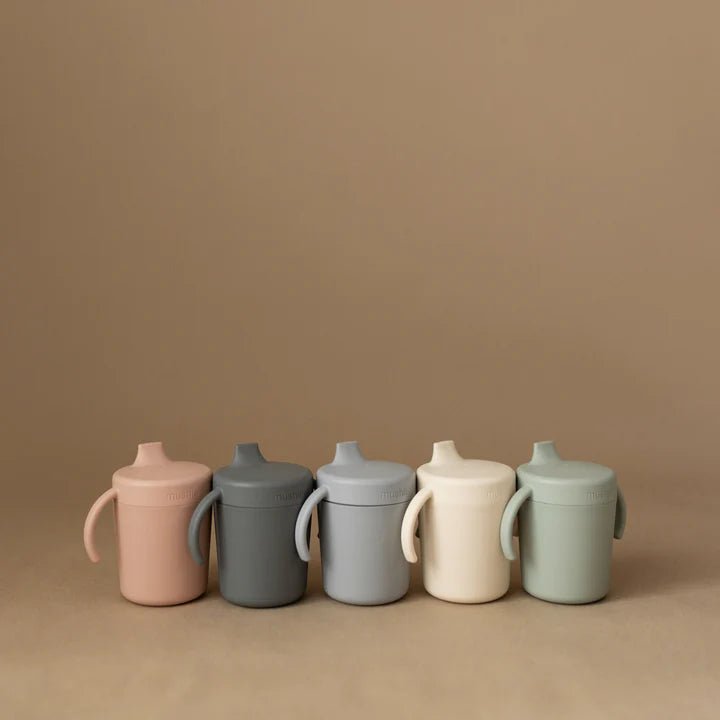 Mushie - Baby Tableware - Trainer Sippy Cup - Ivory - Tummy Time