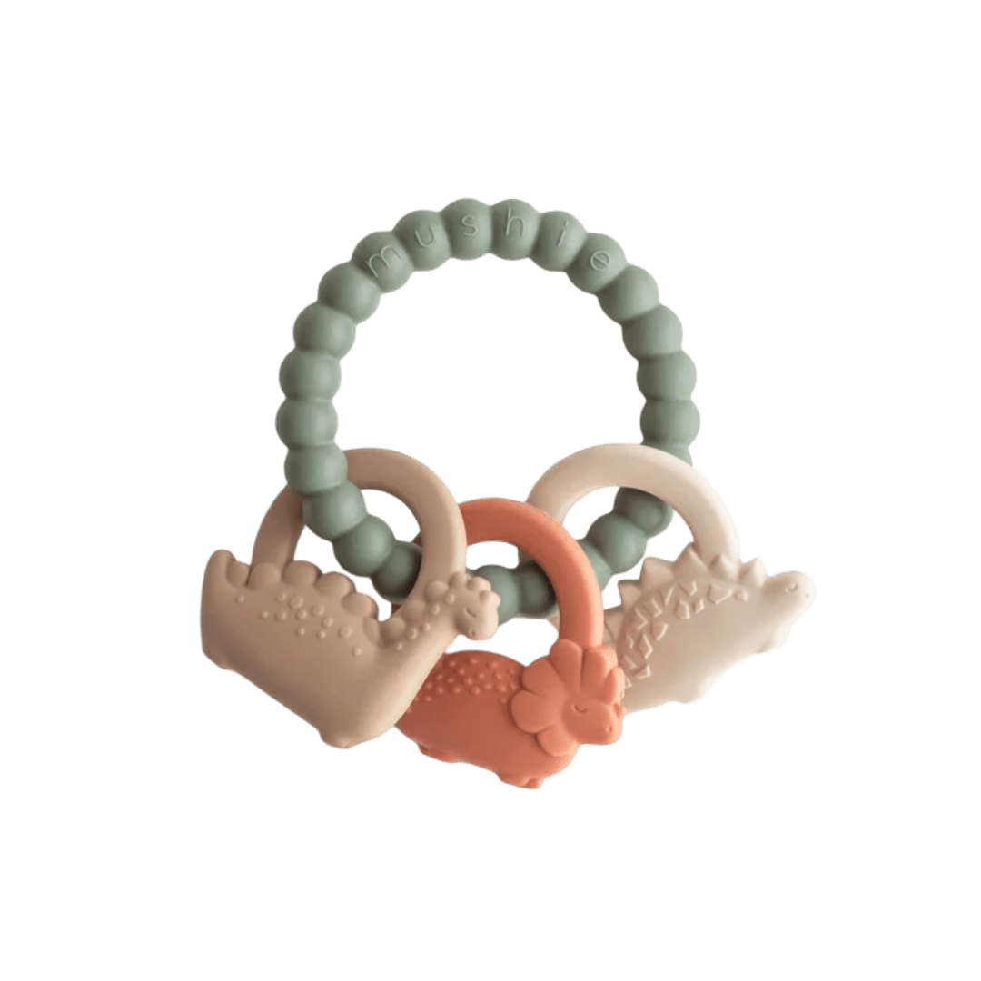 Mushie - Baby Teethers - Dino Teething Ring - Tummy Time
