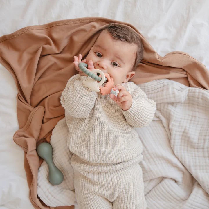 Mushie - Baby Teethers - Dino Teething Ring - Tummy Time