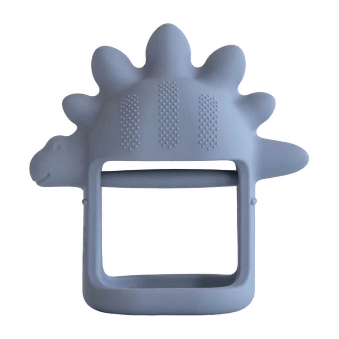 Mushie - Baby Teethers - No - Drop Dino Teether (Tradewinds) - Tummy Time