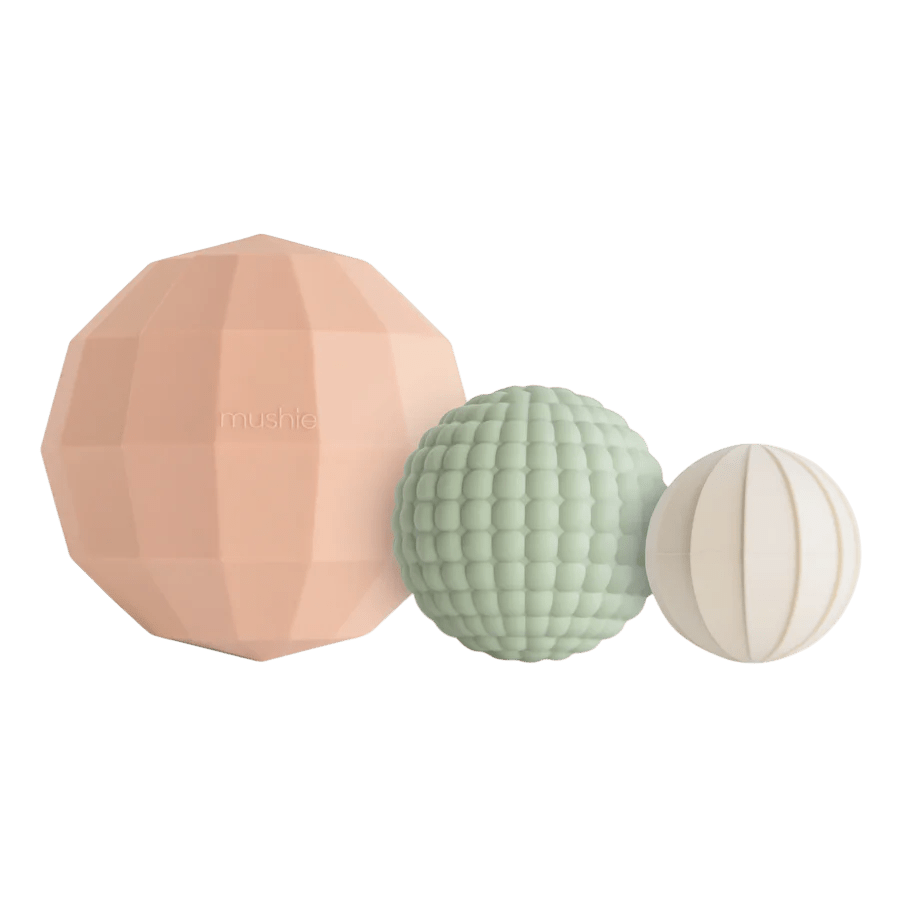 Mushie - Baby Toys & Rattles - Nesting Spheres Sensory Toy - Blush - Tummy Time