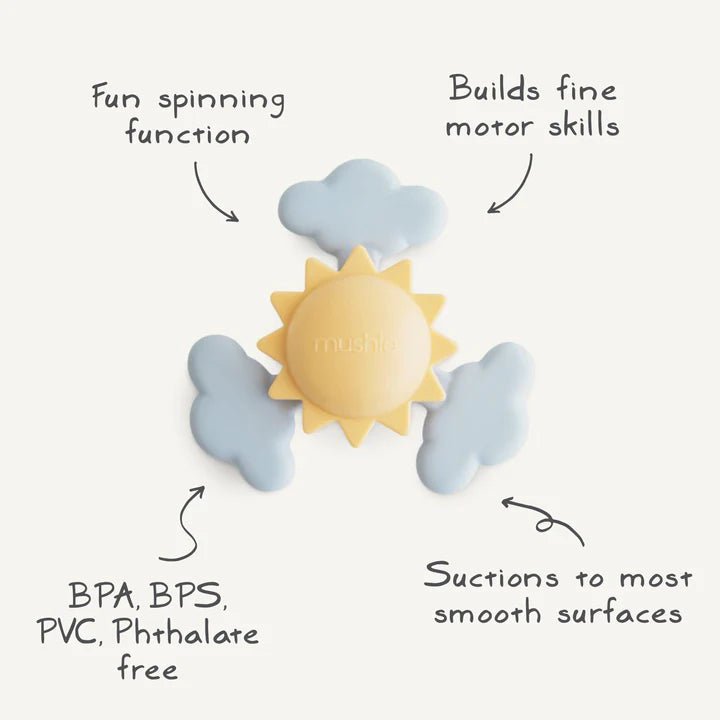 Mushie - Baby Toys & Rattles - Suction Spinner Toy - Sunshine - Tummy Time