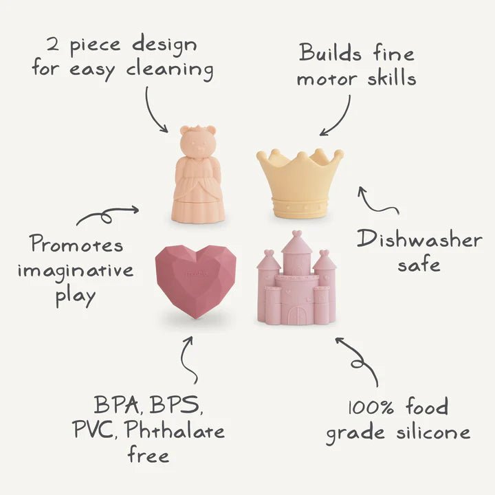 Mushie - Bath Toys - 4 - Pack Princess Bath Play Set - Tummy Time