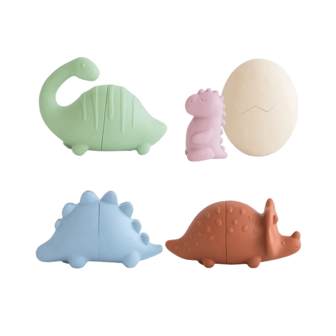 Mushie - Bath Toys - Dino Mold Free Bath Play Set - Tummy Time