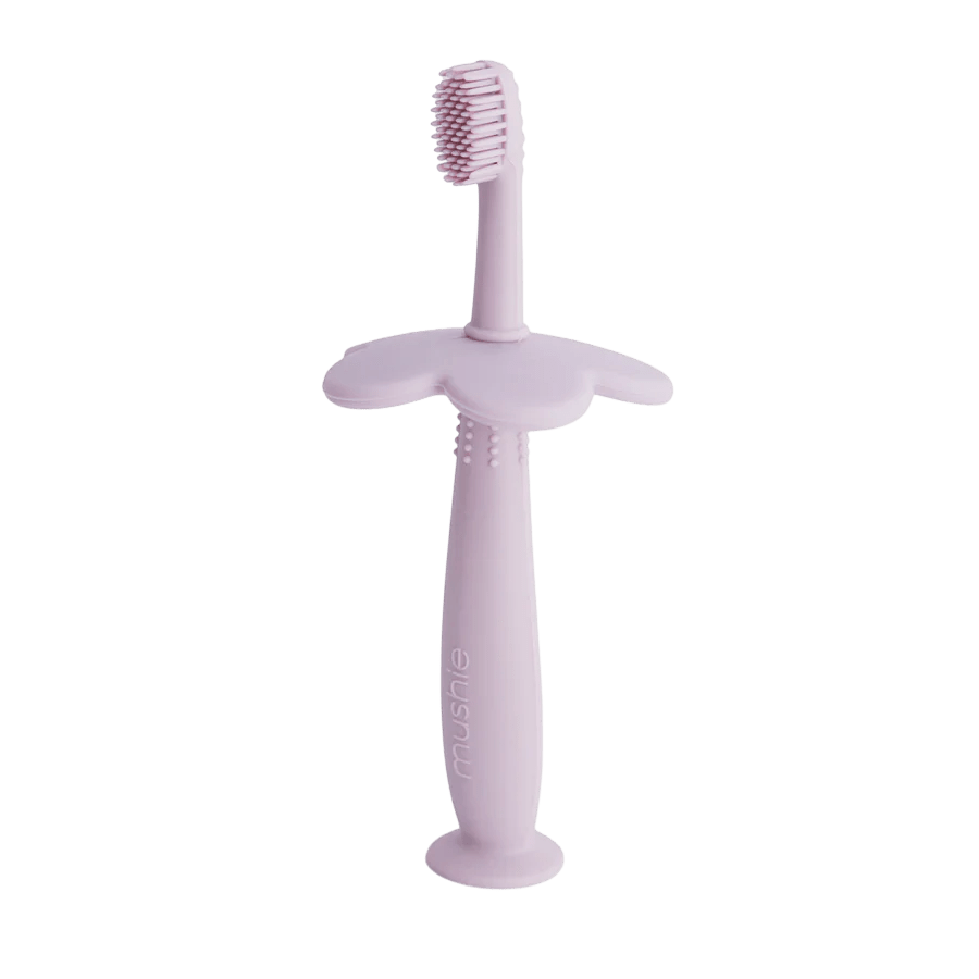 Mushie - Brushes & Dental Care - Flower Training Toothbrush - Soft Lilac - Tummy Time