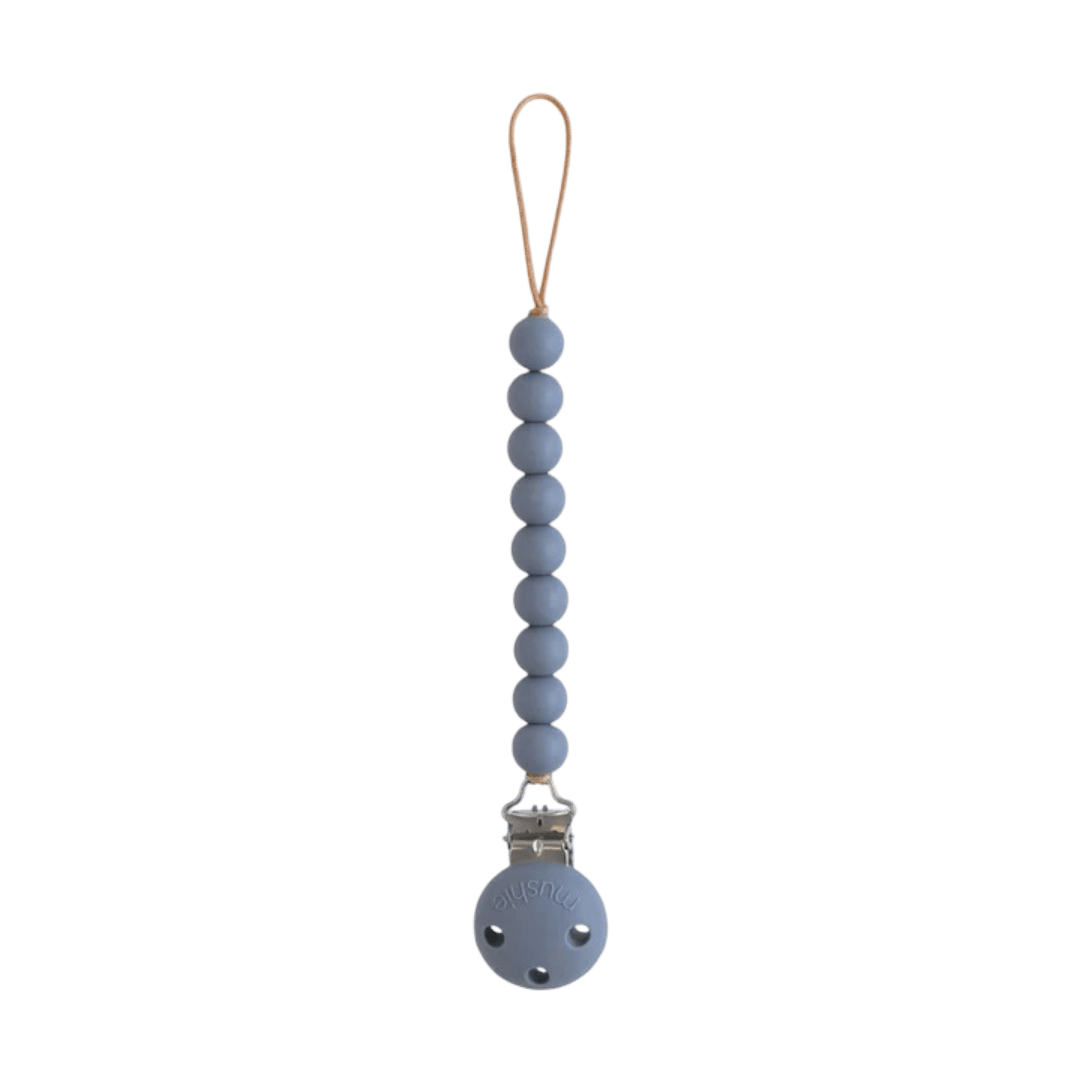 Mushie - Dummies, Pacifiers & Pacifiers Clips - Silicone Pacifier Clip | Hera - Tradewinds - Tummy Time