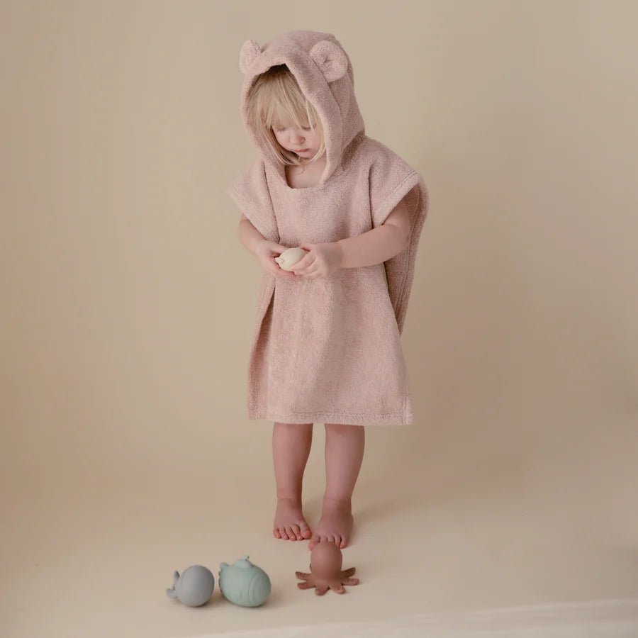 Mushie - Towels & Washcloths - Bear Poncho Towel - Blush - Tummy Time